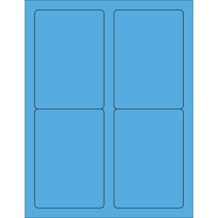 3 <span class='fraction'>1/2</span> x 5" Fluorescent Blue Rectangle Laser Labels